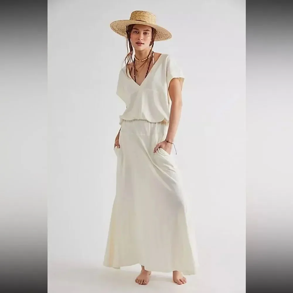 Free People Marlow Midi Dress - Cream - Medium